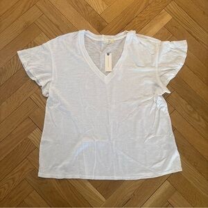 NWT Anthropologie / t.la white v-neck flutter sleeve t-shirt
